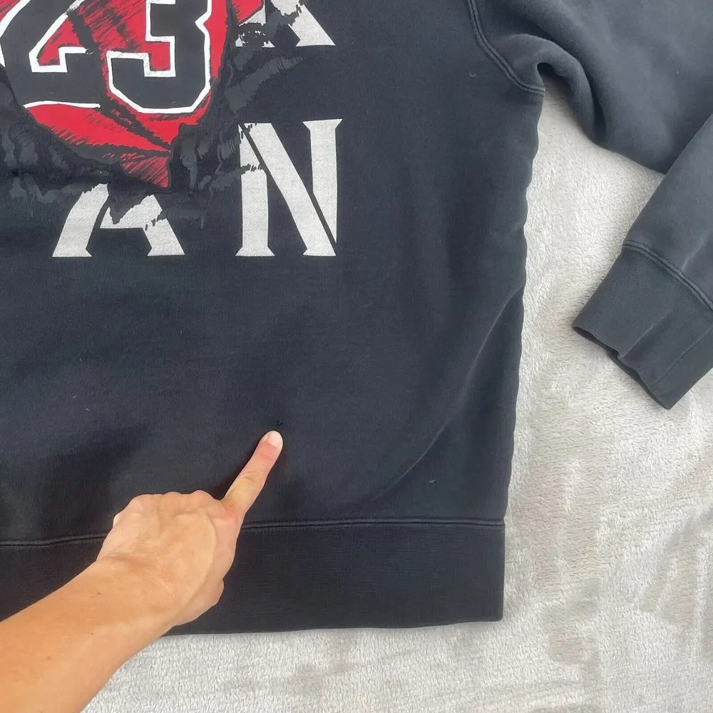 Air Jordan Hoodie Men XL Black Pullover AJ5 Retro 5 Big Graphic‎ Sweatshirt Nike